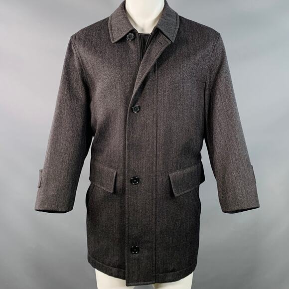 BURBERRY LONDON Size M Grey Charcoal Acetate Blend Twill Zip Buttons Coat - Picture 1 of 7